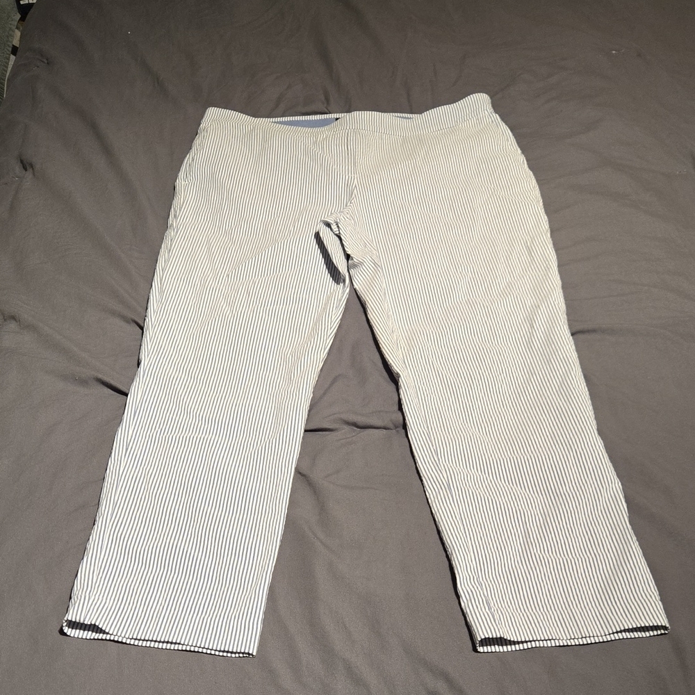Jones New York Women's Pinstripe Cropped Pants - Blue and White